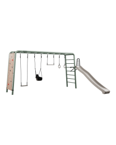 BERG PlayBase Rahmen Extra Large TL Green + Kletterwand + Rutsche + Schaukel + Babyschaukel + Trapez + Turnringe 22.61.07.00
